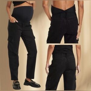 Isabel & Ingrid 90s Straight Maternity Over The Belly Cargo Jeans, Size 10, GUC